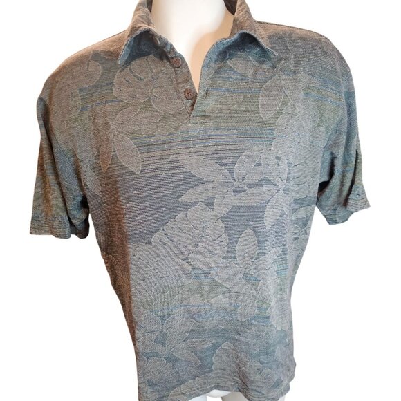 Tommy Bahama Mens Floral Polo Shirt SILK Blend Short Sleeve Sz L Tropical Resort - Picture 1 of 7